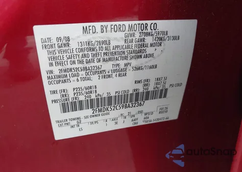2009 Ford Flex Sel z USA, uszkodzony, nr VIN 2FMDK52C59BA32367